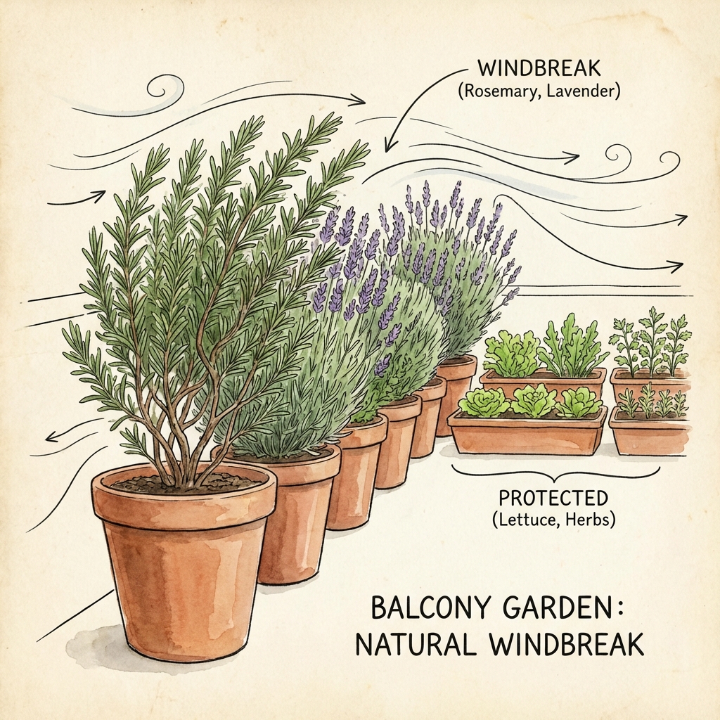Diagram of balcony windbreak strategy